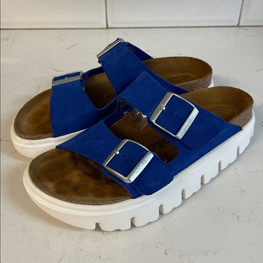 BIRKENSTOCK - Papillio Arizona Chunky Suede Leather Ultra Blue Size US 6 Euro 37